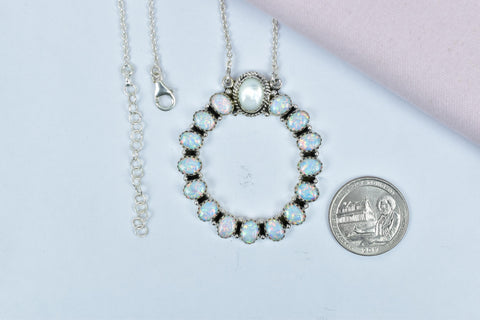 Handmade Sterling Silver Opal Necklace: Mother of Pearl Pendant