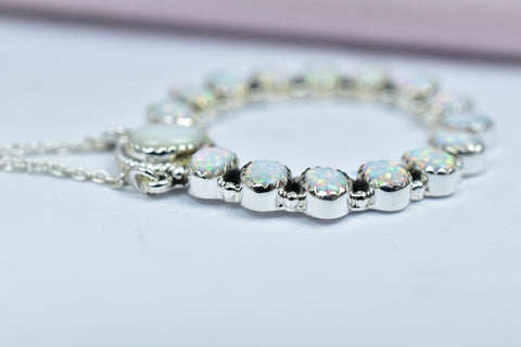 Handmade Sterling Silver Opal Necklace: Mother of Pearl Pendant