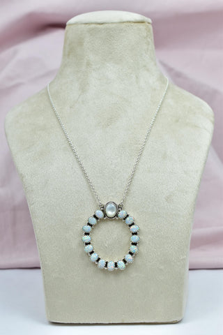 Handmade Sterling Silver Opal Necklace: Mother of Pearl Pendant