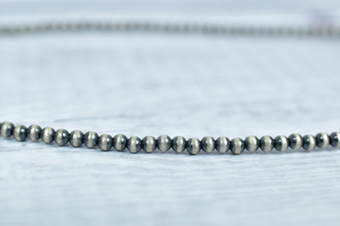 Handmade 3MM Sterling Silver Round Pearl Beaded Necklace