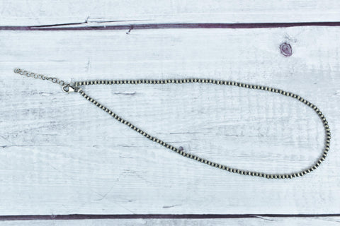 Handmade 3mm Sterling Silver Pearl Beaded Necklace 16'' Long