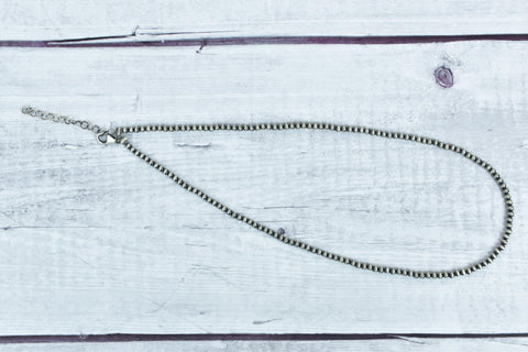 Handmade 3MM Sterling Silver Round Pearl Beaded Necklace