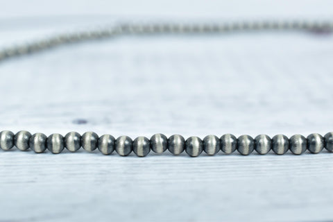 Handmade 4mm Sterling Silver Pearl Beaded Necklace 16'' Long