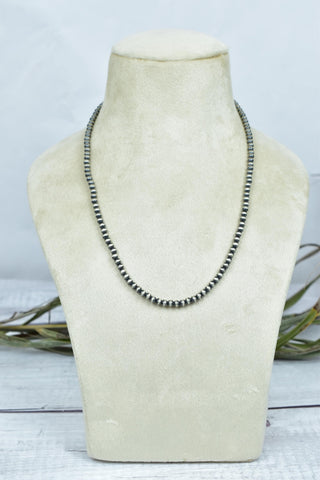 Handmade 4mm Sterling Silver Pearl Beaded Necklace 16'' Long