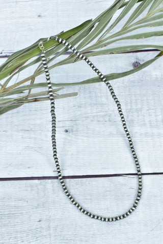 Handmade 4mm Sterling Silver Pearl Beaded Necklace 16'' Long
