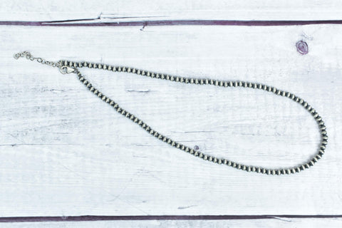 Handmade 4mm Sterling Silver Pearl Beaded Necklace 16'' Long