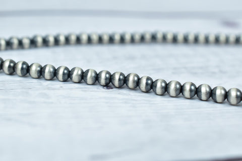 Handmade 5mm Sterling Silver Pearls Beaded Necklace