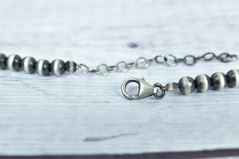 Handmade 5mm Sterling Silver Pearls Beaded Necklace