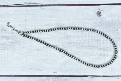 Handmade 5mm Sterling Silver Pearls Beaded Necklace