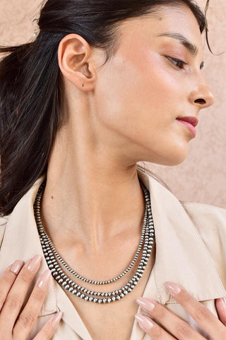Handmade 5mm Sterling Silver Pearls Beaded Necklace