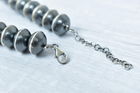 Handmade 14 MM Sterling Silver Saucer Pearl Beaded Necklace