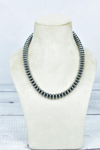 Handmade Sterling Silver Saucer Pearl 10MM Beaded Necklace 18'' Long