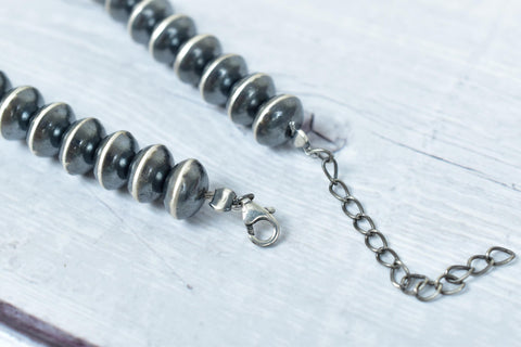 Handmade 12MM Sterling Silver Saucer Pearl Beaded Necklace
