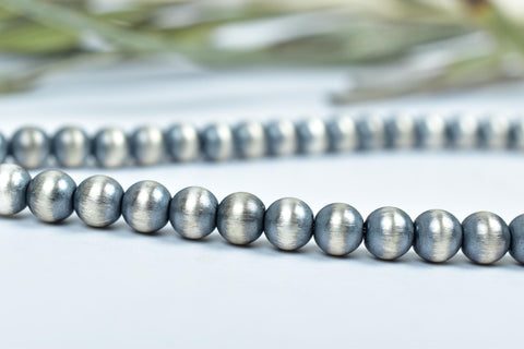 Handmade 8MM Sterling Silver Round Pearl Beaded Necklace