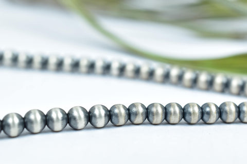 Handmade 6MM Sterling Silver Round Pearl Beaded Necklace