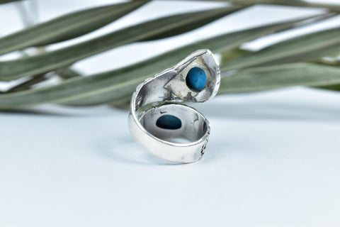 Handmade Turquoise & Sterling Silver Cluster Ring, Adjustable Statement Ring for Women