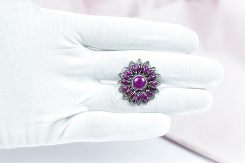 Handmade Purple Onyx & Sterling Silver Adjustable Ring, Statement Ring for Women