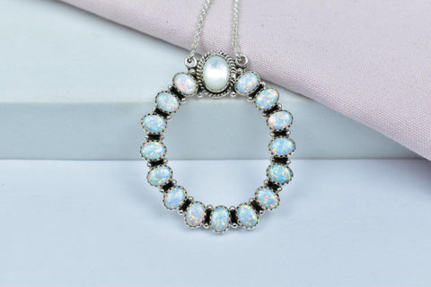 Handmade Sterling Silver Opal Necklace: Mother of Pearl Pendant