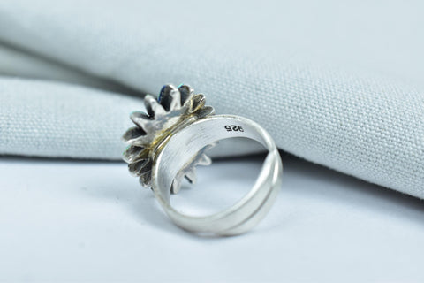 Handmade Aurora Opal & Sterling Silver Adjustable Ring, Statement Cluster Ring for Women