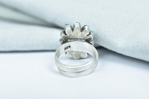 Handmade Aurora Opal & Sterling Silver Adjustable Ring, Statement Cluster Ring for Women