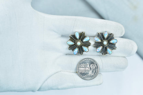 Handmade Aurora Opal Sterling Silver Stud Earrings