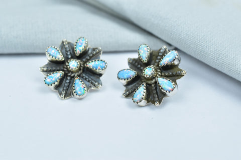 Handmade Aurora Opal Sterling Silver Stud Earrings