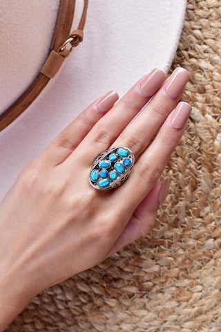 Handmade Aurora Opal & Sterling Silver Adjustable Ring, Statement Ring for Women