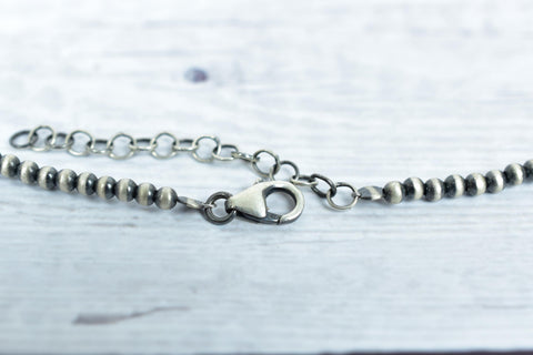 Handmade 3MM Sterling Silver Round Pearl Beaded Necklace