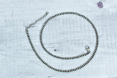 Handmade 3MM Sterling Silver Round Pearl Beaded Necklace