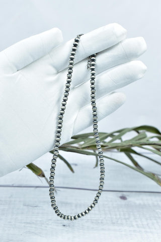Handmade 5mm Sterling Silver Pearls Beaded Necklace