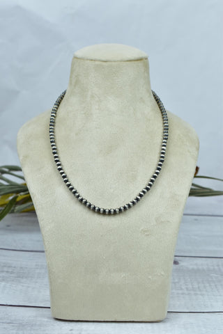 Handmade 5mm Sterling Silver Pearls Beaded Necklace