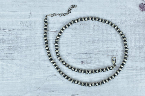 Handmade 5mm Sterling Silver Pearls Beaded Necklace