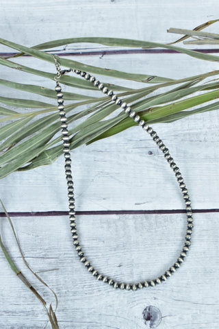 Handmade 5mm Sterling Silver Pearls Beaded Necklace