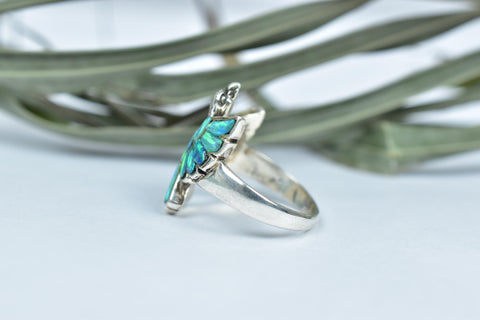 Handmade Aurora Opal 925 Sterling Silver Ring