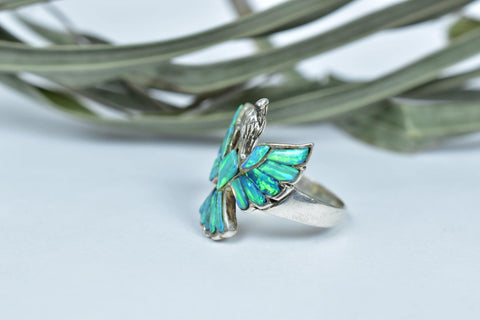 Handmade Aurora Opal 925 Sterling Silver Ring