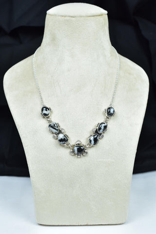 Handmade Zebra Jasper & 925 Sterling Silver Necklace