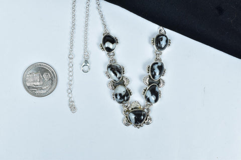 Handmade Zebra Jasper & 925 Sterling Silver Necklace