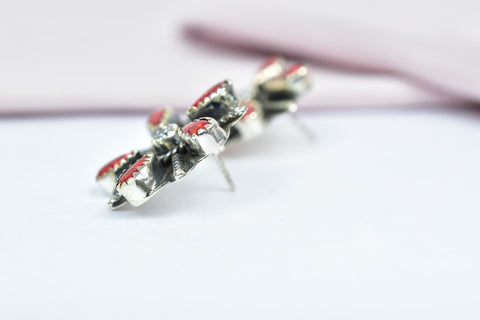 Handmade Aurora Opal & Cubic Zircon Sterling Silver Stud Earrings