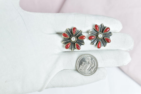 Handmade Aurora Opal & Cubic Zircon Sterling Silver Stud Earrings