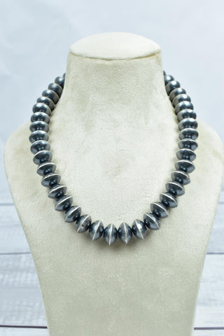 Handmade Sterling Silver Saucer Pearl 16 MM Beads Necklace 16" Long