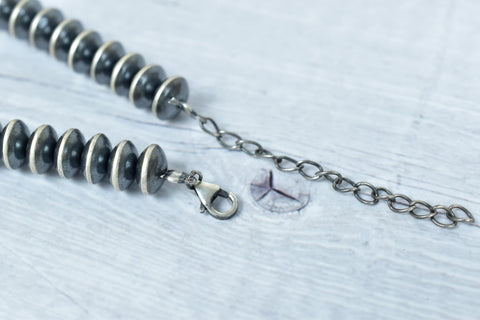 Handmade Sterling Silver Saucer Pearl 10MM Beaded Necklace 18'' Long