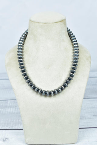 Handmade 12MM Sterling Silver Saucer Pearl Beaded Necklace