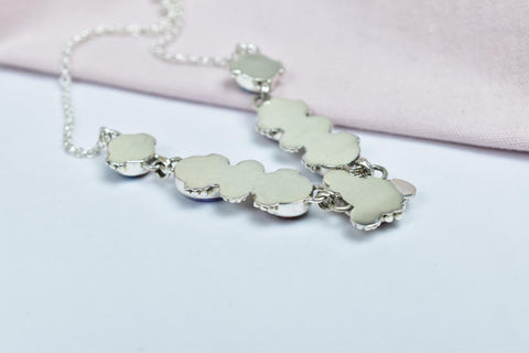 Handmade Pink Dahlia Turquoise & Sterling Silver Necklace with 17 inch Adjustable Chain
