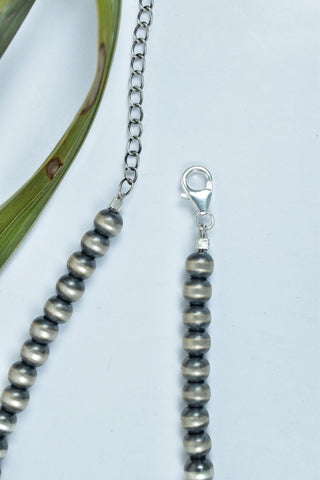Handmade 6MM Sterling Silver Round Pearl Beaded Necklace