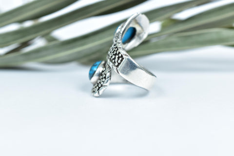 Handmade Turquoise & Sterling Silver Cluster Ring, Adjustable Statement Ring for Women