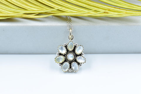 Handmade Mother of Pearl Pendant Sterling Silver Pendant with 16 inch Adjustable Chain