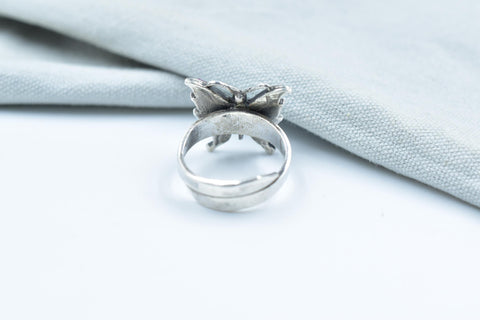 Handmade Aurora Opal & Sterling Silver Adjustable Butterfly Ring