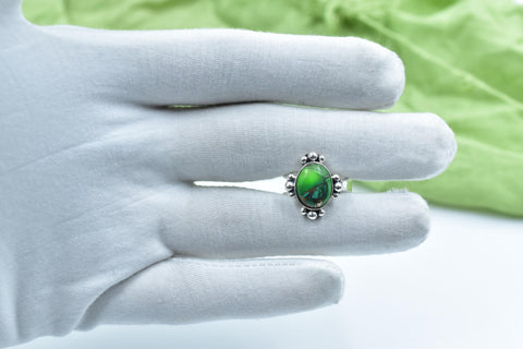 Handmade Peacock Dahlia & Sterling Silver Adjustable Ring, Statement Ring Women