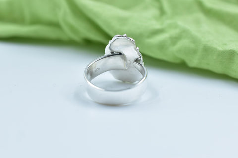 Handmade Peacock Dahlia & Sterling Silver Adjustable Ring