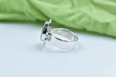 Handmade Peacock Dahlia & Sterling Silver Adjustable Ring